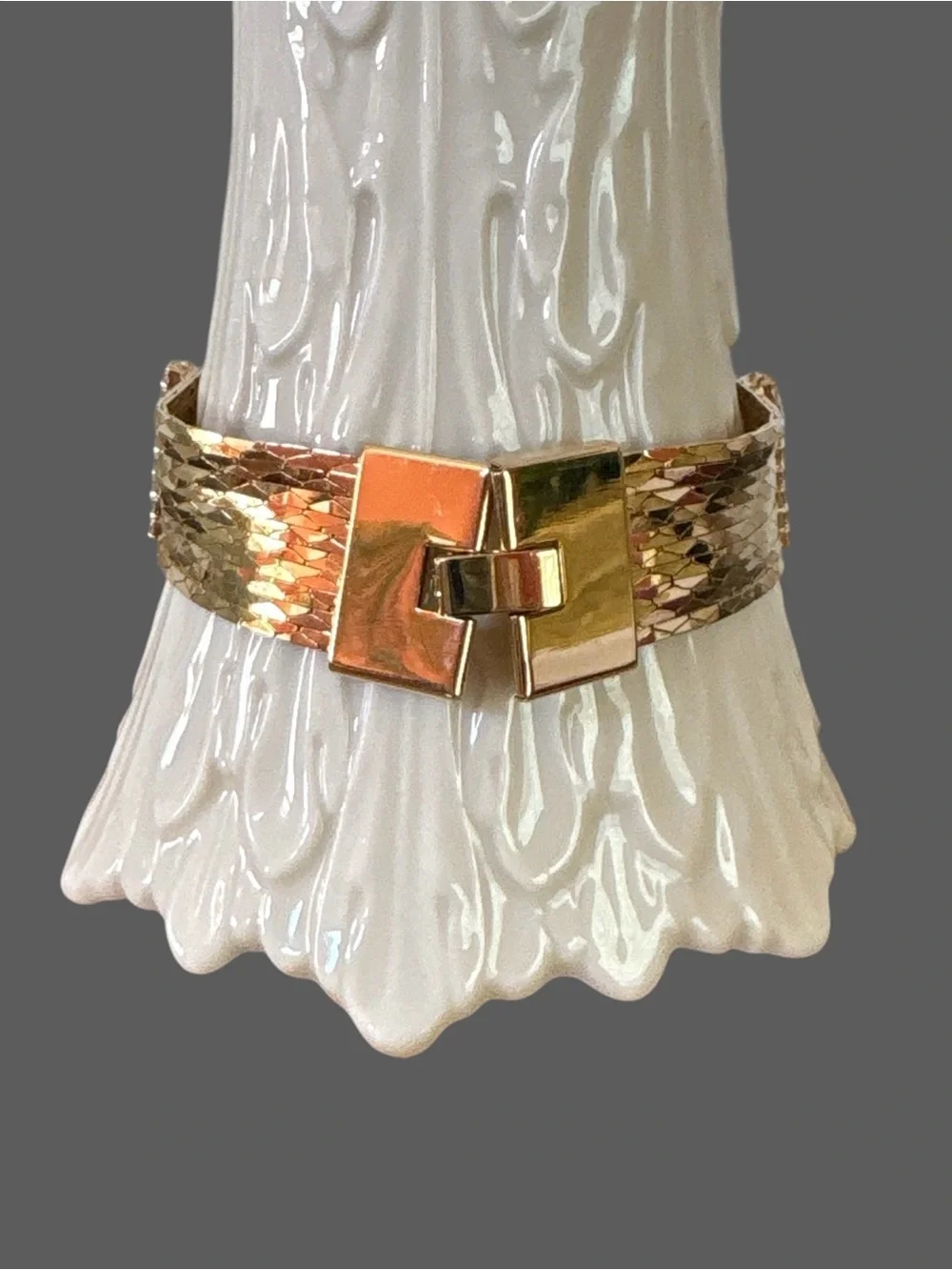PARK LANE Vintage Gold-Tone Mesh Bracelet with Crystal Accent